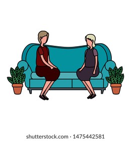 cute grandmothers in the sofa characters