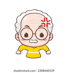 Cute grandpa cartoon character. People expression concept design. Isolated background. Vector art illustration.