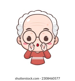 Cute grandpa Shouting out or calling cartoon character. People expression concept design. Isolated background. Vector art illustration.