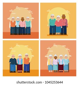 Cute grandparents cartoon collection