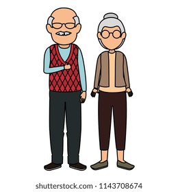 cute grandparents couple avatars characters