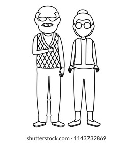 cute grandparents couple avatars characters