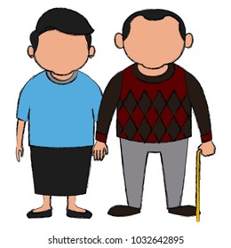 Cute grandparents couple cartoon