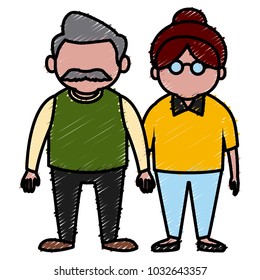 Cute grandparents couple cartoon