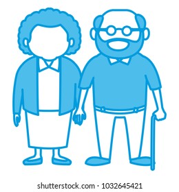Cute grandparents couple cartoon