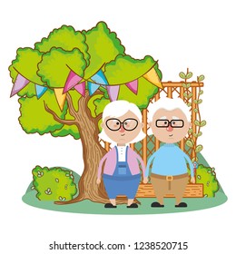 cute grandparents couple cartoon