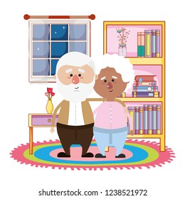 cute grandparents couple cartoon