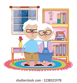 cute grandparents couple cartoon