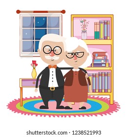 cute grandparents couple cartoon