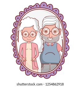 cute grandparents couple cartoon
