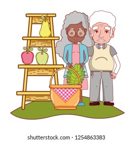 cute grandparents couple cartoon
