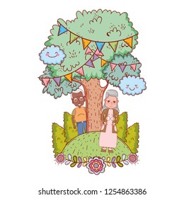 cute grandparents couple cartoon