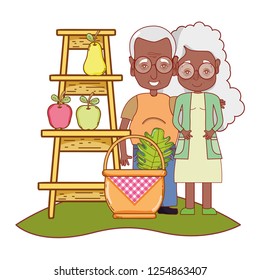 cute grandparents couple cartoon