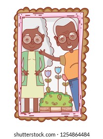 cute grandparents couple cartoon