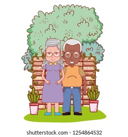cute grandparents couple cartoon