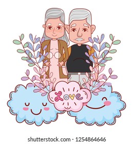 cute grandparents couple cartoon