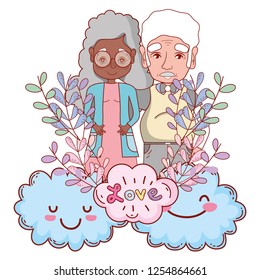 cute grandparents couple cartoon