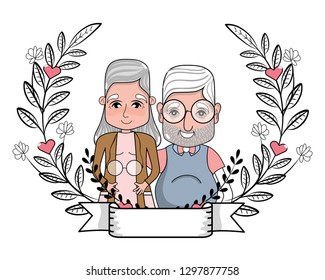 cute grandparents couple cartoon
