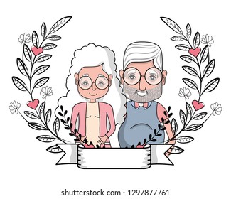cute grandparents couple cartoon