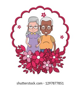 cute grandparents couple cartoon