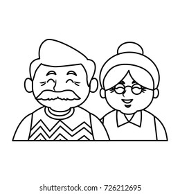 Cute grandparents couple cartoon