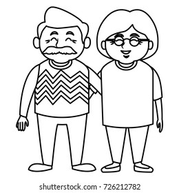 Cute grandparents couple cartoon