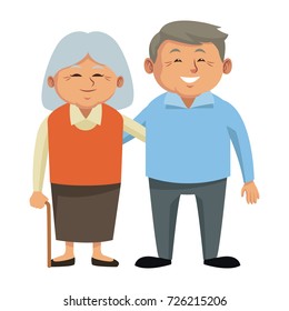 Cute grandparents couple cartoon