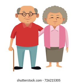Cute grandparents couple cartoon