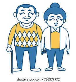 Cute grandparents couple cartoon