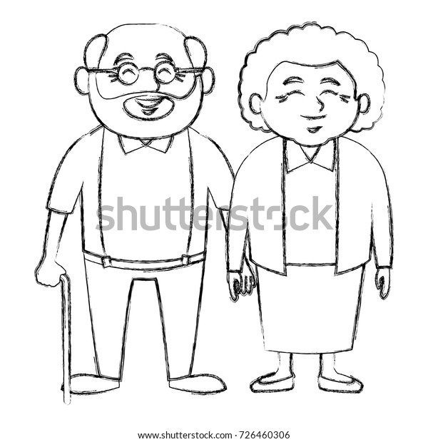 Cute Grandparents Couple Cartoon Stock Vector (Royalty Free) 726460306 ...