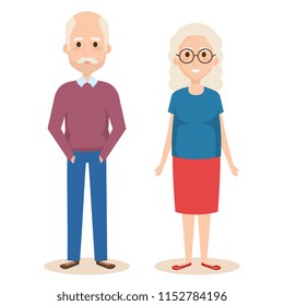 cute grandparents couple characters