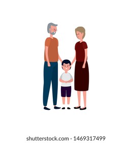 cute grandparents couple with grandson