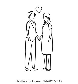 cute grandparents couple with heart
