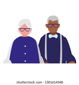 cute grandparents couple interracial characters