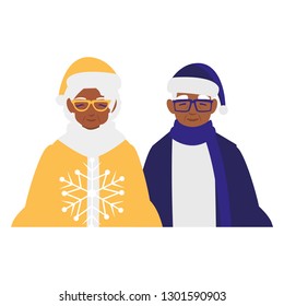 cute grandparents couple with winter clothes