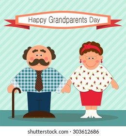 Cute Grandparents Day Card Funny Characters Stock Vector (Royalty Free ...