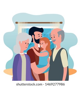 cute grandparents and family characters