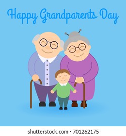 Cute grandparents with grandson. Happy Grandparent's day. Family.