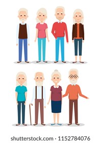 cute grandparents group characters