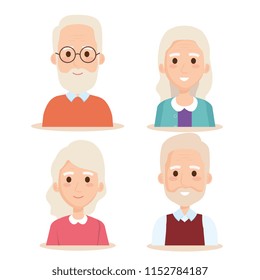 cute grandparents group characters