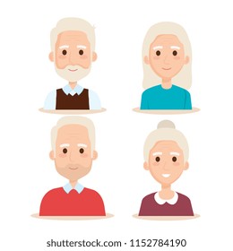 cute grandparents group characters