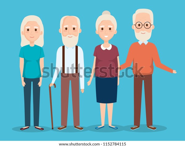 Cute Grandparents Group Characters Stock Vector (Royalty Free ...