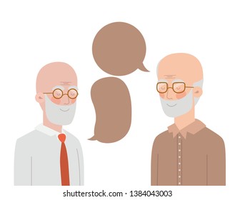 cute grandparents with speech bubble character