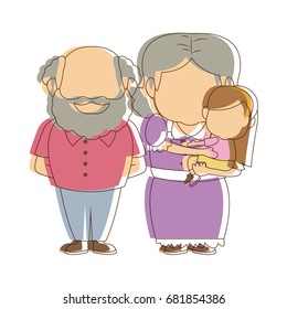 cute grandparents standing with their granddaughter
