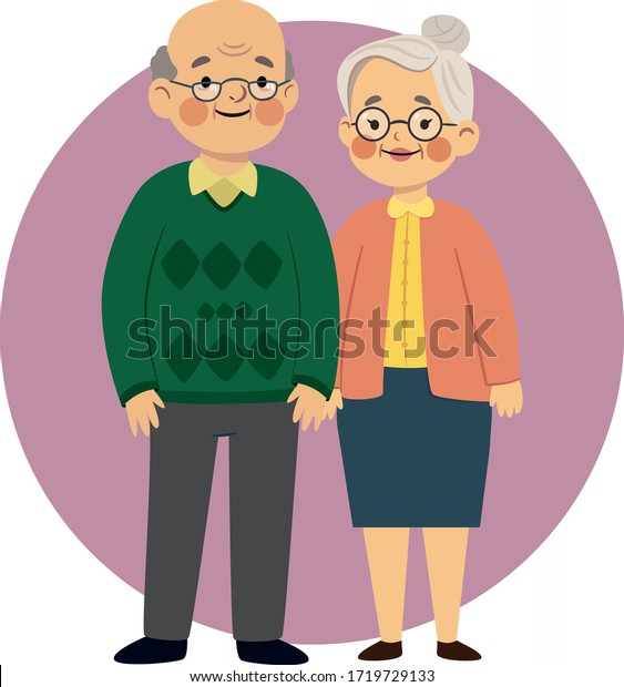 かわいい祖父母のベクターイラスト 古くてかわいくて幸せなカップルのテンプレート おばあさんとおじいさんのイラスト のベクター画像素材 ロイヤリティフリー