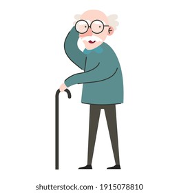 cute granfather member with cane character vector illustration design