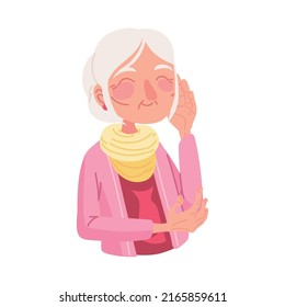 Cute Granny Character Icon Isolated