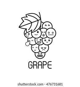 Cute grape, Cartoon character.