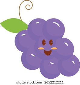 Cute Grape Cartoon Character with Happy Face