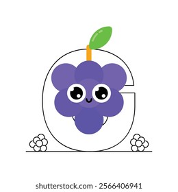 Cute Grape Cartoon with Smiling Face, featuring cute expressions and playful legs for versatile use